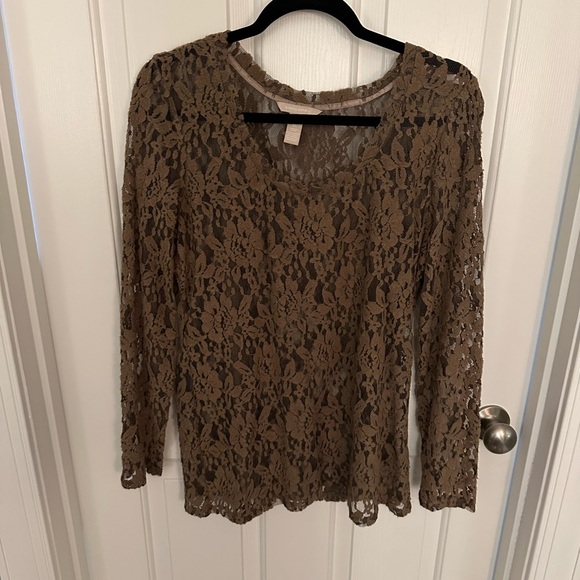 Banana Republic Tops - Women’s Banana Republic Tan Brown Lace Top - XL